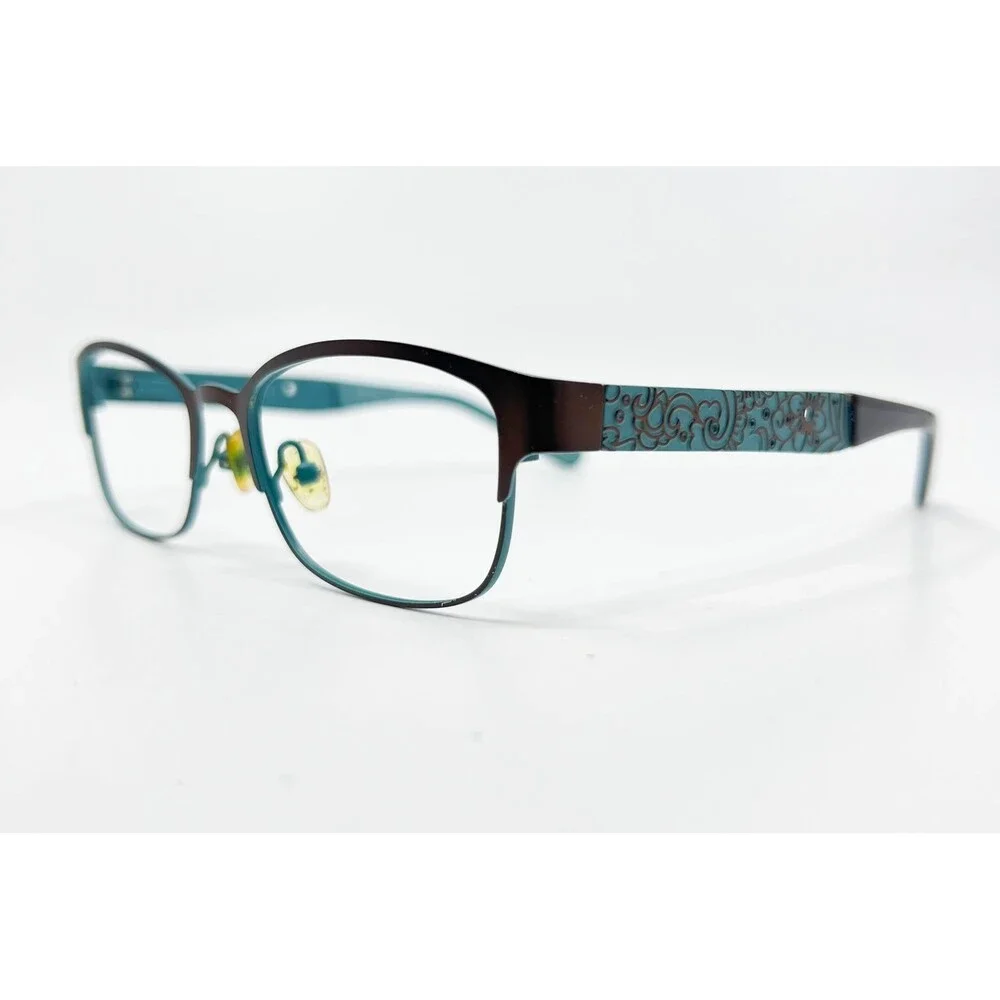 Karen Kane Eyeglasses Womens Brown Teal Fairy Moss Floral Temple 52-17-135